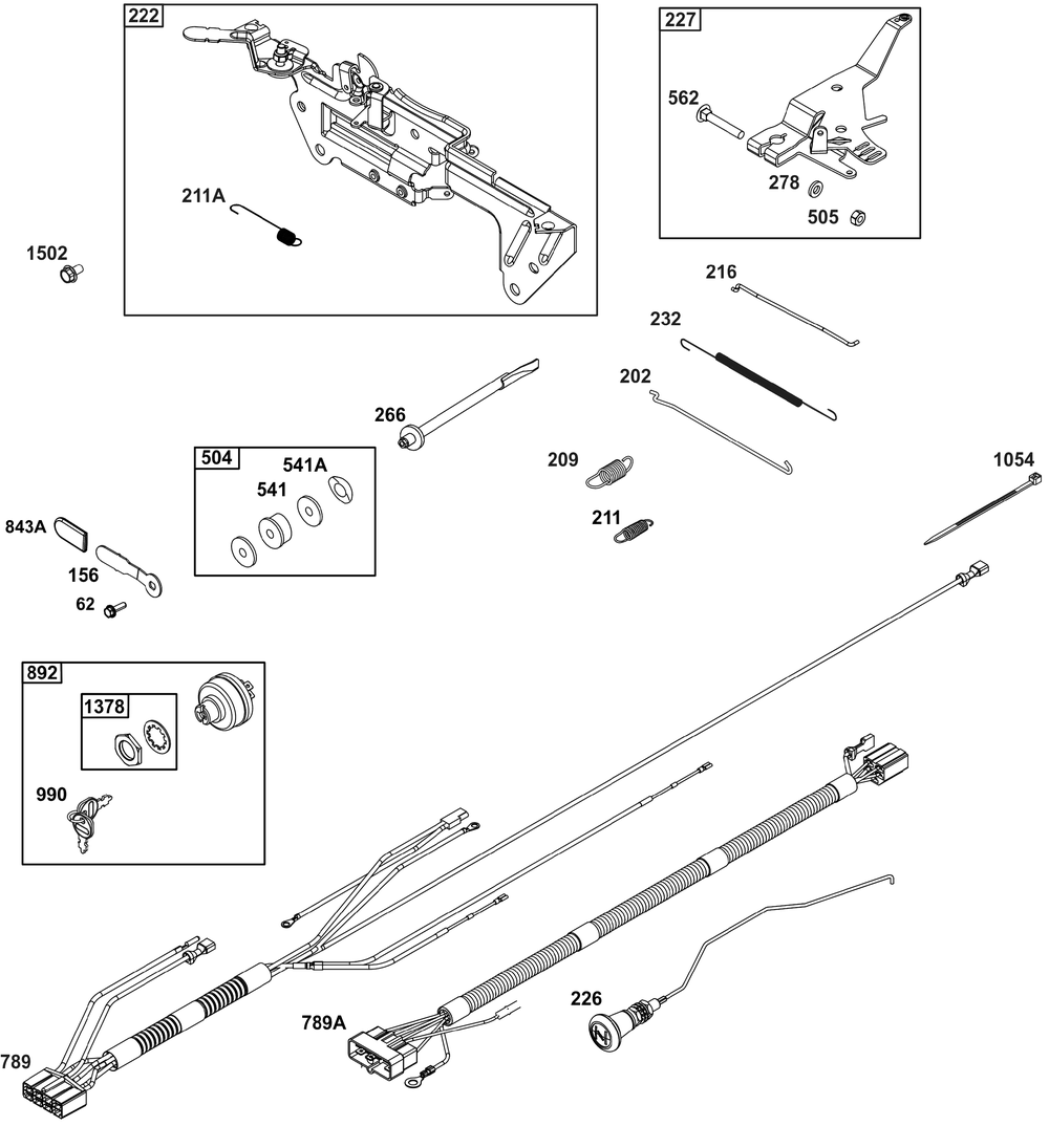 Controls Group Diagram and Parts List for 540477-2221-G1 400000 - 699999 Briggs and Stratton Engine